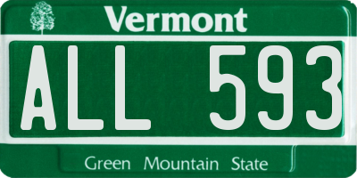 VT license plate ALL593