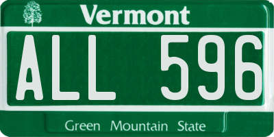 VT license plate ALL596