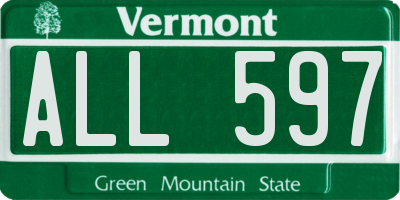 VT license plate ALL597