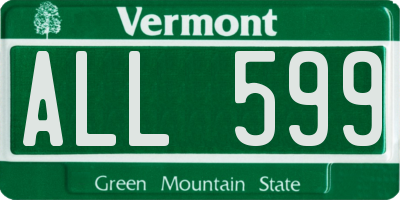 VT license plate ALL599