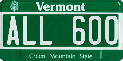 VT license plate ALL600