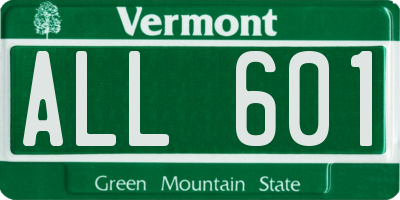 VT license plate ALL601