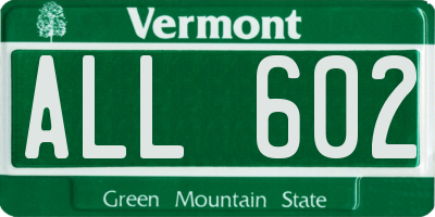 VT license plate ALL602