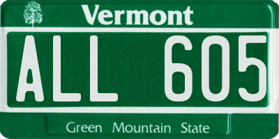 VT license plate ALL605