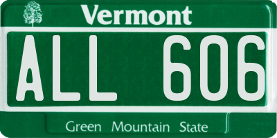 VT license plate ALL606