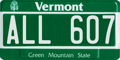 VT license plate ALL607