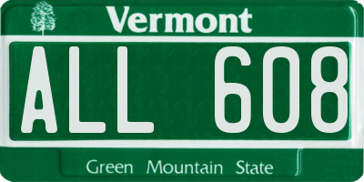 VT license plate ALL608