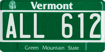 VT license plate ALL612