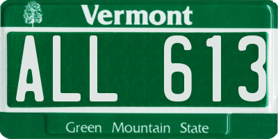 VT license plate ALL613