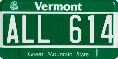 VT license plate ALL614