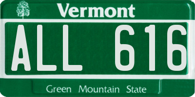 VT license plate ALL616