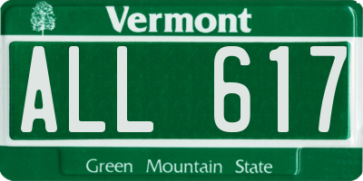VT license plate ALL617