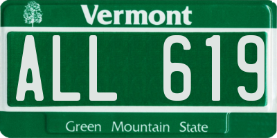 VT license plate ALL619