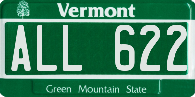 VT license plate ALL622