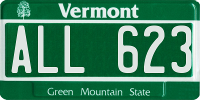 VT license plate ALL623