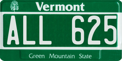 VT license plate ALL625