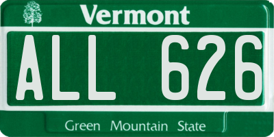 VT license plate ALL626