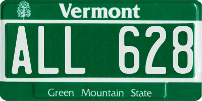 VT license plate ALL628
