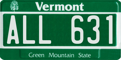 VT license plate ALL631