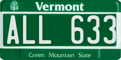 VT license plate ALL633