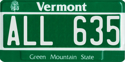 VT license plate ALL635