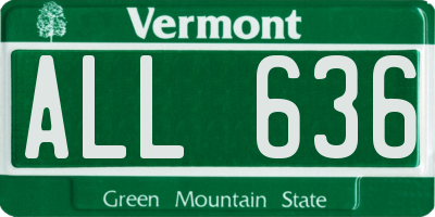 VT license plate ALL636