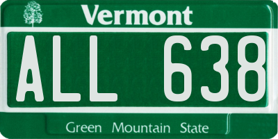 VT license plate ALL638