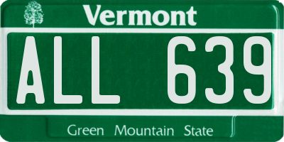 VT license plate ALL639
