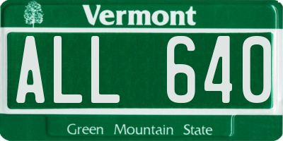 VT license plate ALL640