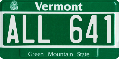 VT license plate ALL641