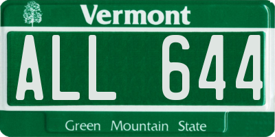 VT license plate ALL644