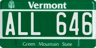 VT license plate ALL646