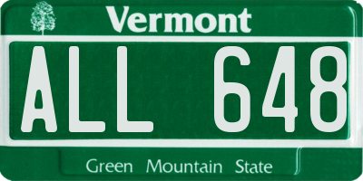 VT license plate ALL648
