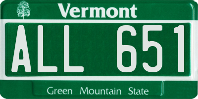 VT license plate ALL651