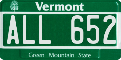 VT license plate ALL652