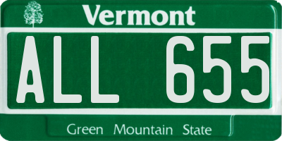 VT license plate ALL655