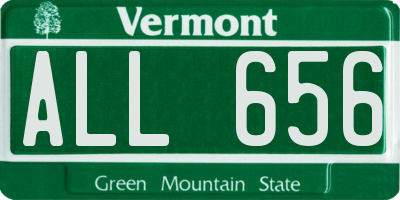VT license plate ALL656