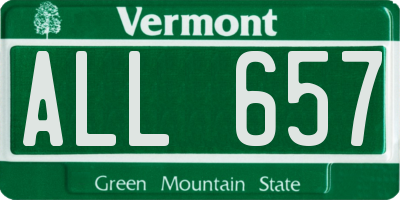 VT license plate ALL657