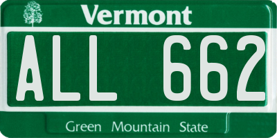 VT license plate ALL662