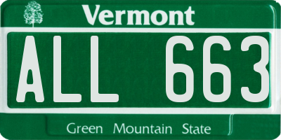 VT license plate ALL663
