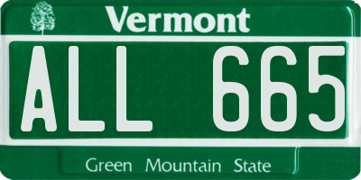 VT license plate ALL665