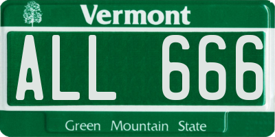 VT license plate ALL666