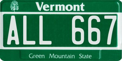 VT license plate ALL667