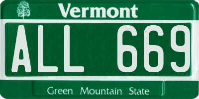 VT license plate ALL669