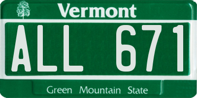 VT license plate ALL671