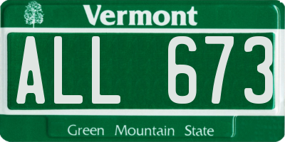 VT license plate ALL673