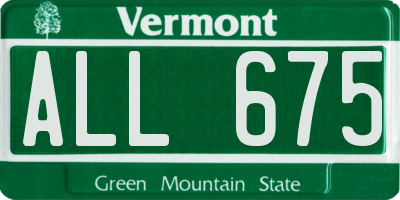 VT license plate ALL675