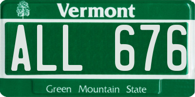 VT license plate ALL676