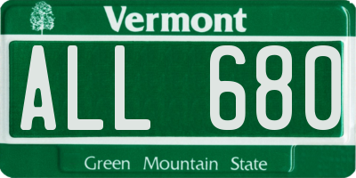 VT license plate ALL680