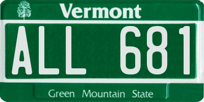 VT license plate ALL681